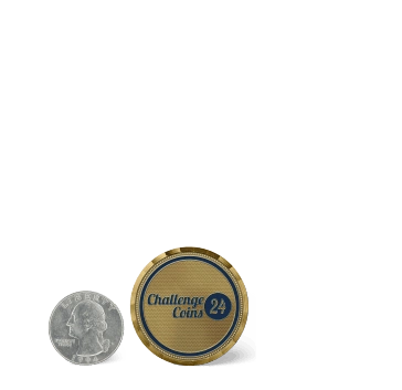 Size comparison between 1.5-inch challenge coin and the
US Washington quarter coin minted in 1994